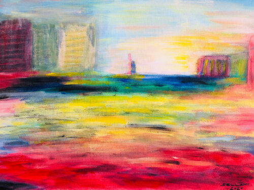 City abstrakt di Ingrid Sellami, Pittura in vendita su Singulart