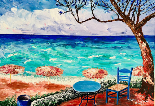 Greek Beach von Ingrid Sellami, Malerei kaufen auf Singulart