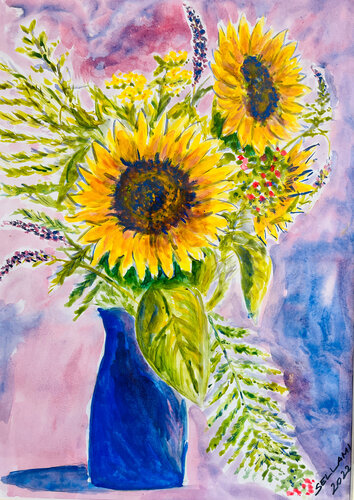 Sonnenblumen van Ingrid Sellami, Schilderij te koop op Singulart