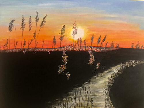Sonnenuntergang Schilf by Ingrid Sellami, Painting for Sale on Singulart