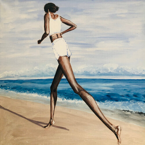 Strandlauf van Ingrid Sellami, Schilderij te koop op Singulart