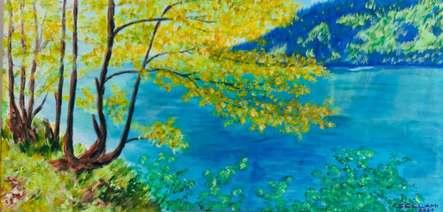 Herbst am See von Ingrid Sellami, Malerei kaufen auf Singulart