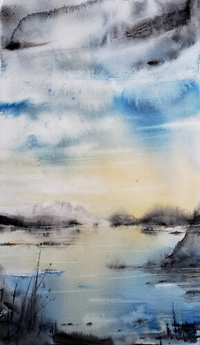 Marine VII van Muriel Mougeolle, Werk op papier te koop op Singulart