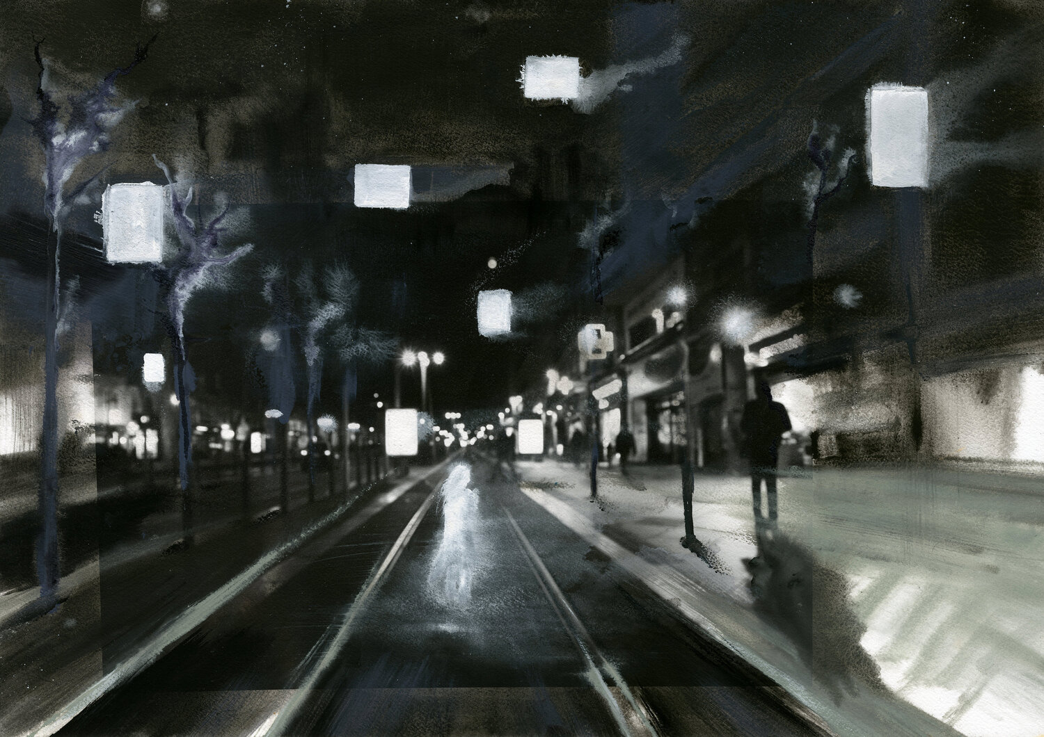 En traversant la nuit#7 Hugues Breton Pintura original en venta