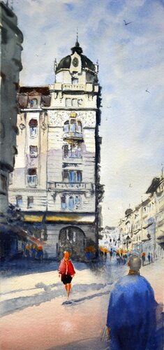 Hot day before Russian Emperor Belgrade 17x36 cm 2019 van Nenad Kojić, Schilderij te koop op Singulart