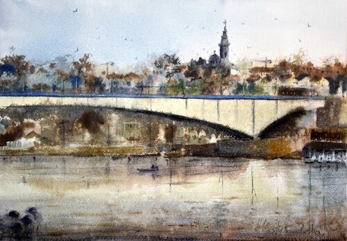 Morning over Brankos bridge 35x25cm 2016 Nenad Kojić