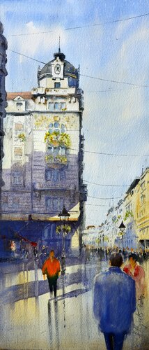 Before Ex Russian Tzar Belgrade 23x54 cm 2019 van Nenad Kojić, Schilderij te koop op Singulart