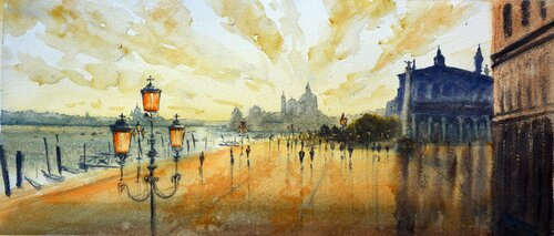 Orange Sundown in Venice Italy 24x54cm 2019 Nenad Kojić