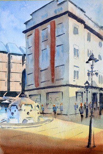Cesma u Knez Mihajlovoj Beograd 17x26cm 2020 di Nenad Kojić, Pittura in vendita su Singulart