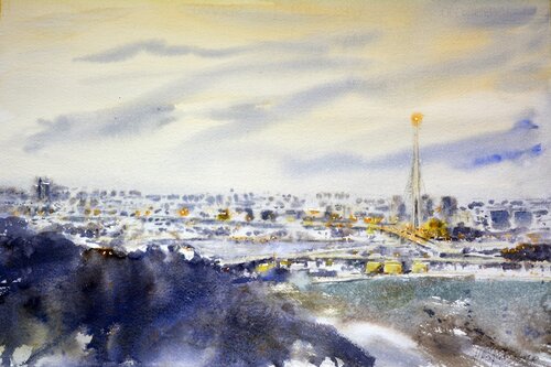 Ski trail panoramic view of Belgrade 54x36 2020 Nenad Kojić