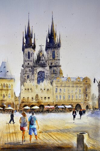Prague season 53x35cm 2020 van Nenad Kojić, Schilderij te koop op Singulart