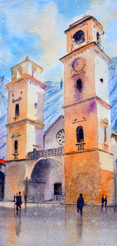 St. Tripun katedrale Kotor Montenegro 17x36cm 2019 van Nenad Kojić, Schilderij te koop op Singulart