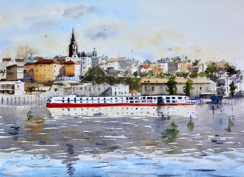 Littlle Prince of Belgrade with gray refflection 25x36cm 2020 van Nenad Kojić, Schilderij te koop op Singulart