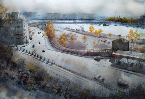 I don`t miss you in Belgrade 54x78cm 2024 von Nenad Kojić, Malerei kaufen auf Singulart