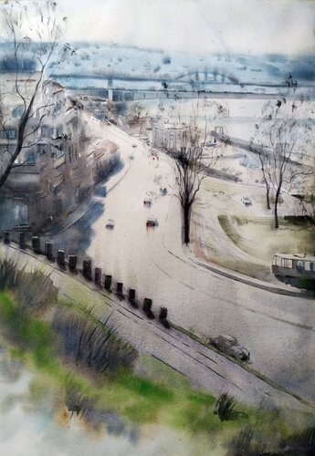 In light and green Belgrade 54x78cm 2024 di Nenad Kojić, Pittura in vendita su Singulart