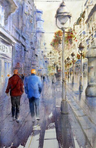 Murmur of Knez Mihajlova Belgrade 53x35cm 2020 von Nenad Kojić, Malerei kaufen auf Singulart