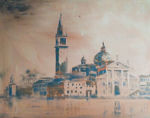 Shadows and light at San Gorggio Venice 50x40cm 2024 di Nenad Kojić, Pittura in vendita su Singulart