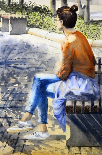 Nedodirljiva devojka/ Untouchable girl Beograd 53x35cm 2020 di Nenad Kojić, Pittura in vendita su Singulart
