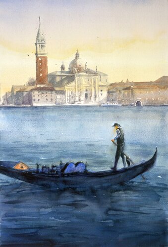 San Giorgio Maggiore Venice Italy 53x35cm 2021 von Nenad Kojić, Malerei kaufen auf Singulart