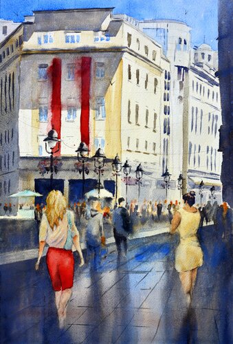 Instituto Cervantes de Belgrado Beograd 53x35cm 2022 by Nenad Kojić, Painting for Sale on Singulart