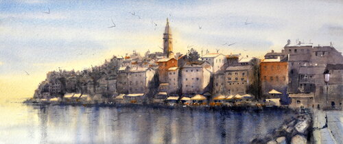 Rovinj Istra Hrvatska Croatia 23x54 cm 2023 di Nenad Kojić, Pittura in vendita su Singulart