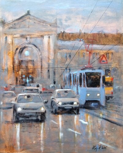 Old Train-station Belgrade 40x50cm 2025 di Nenad Kojić, Pittura in vendita su Singulart