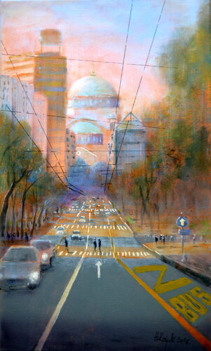 Ulica Srpskih Vladara 30x50cm 2025 di Nenad Kojić, Pittura in vendita su Singulart
