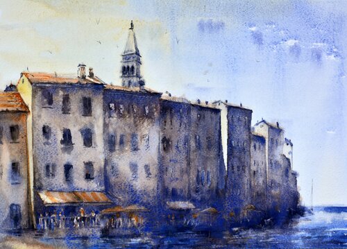 Dark side of Rovigno Croatia 25x36 cm 2022 von Nenad Kojić, Malerei kaufen auf Singulart