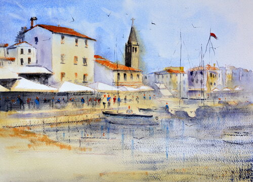 Fazana Istra Croatia 25x36 cm 2023 by Nenad Kojić, Painting for Sale on Singulart