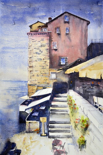 Dan na moru Rovinj Hrvatska 35x54cm 2023 van Nenad Kojić, Schilderij te koop op Singulart