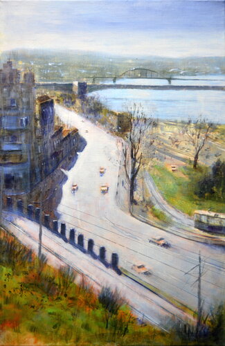 Sava mahala in light Belgrade 60 x 40 cm 2025 di Nenad Kojić, Pittura in vendita su Singulart