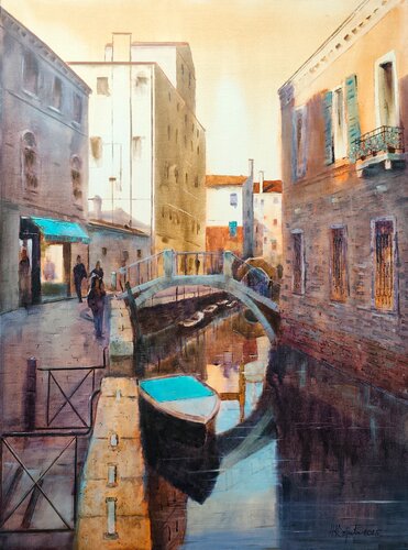 Dark side of Venice cityscape Italy 60 x 80 cm 2025 van Nenad Kojić, Schilderij te koop op Singulart