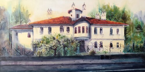 Konak kneginje Ljubice Beograd 50x100cm 2025 by Nenad Kojić, Painting for Sale on Singulart