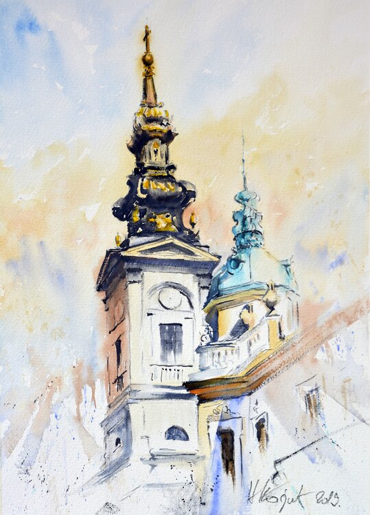 Two domes in light Belgrade 35x25cm 2019 Nenad Kojić