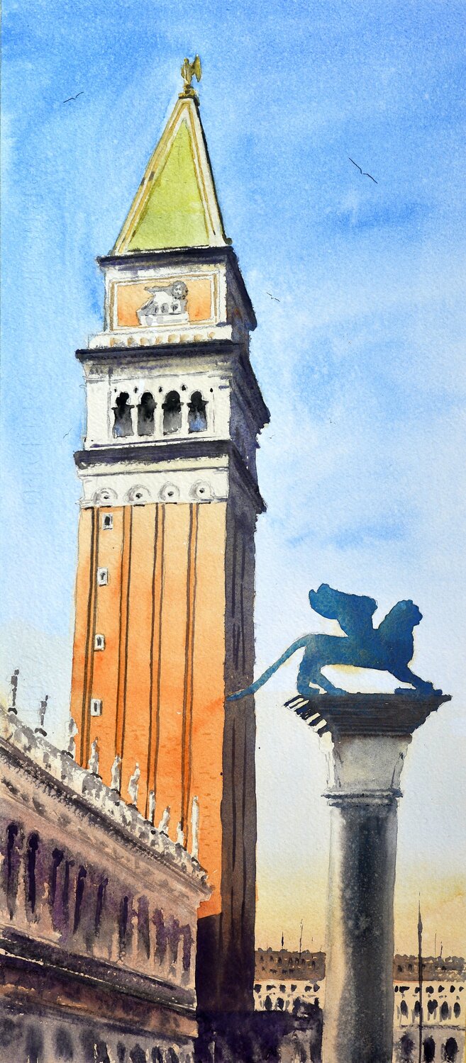 Peak of St Marks Bell Tower, Venice, Italy 23x54cm 2019 Nenad Kojić