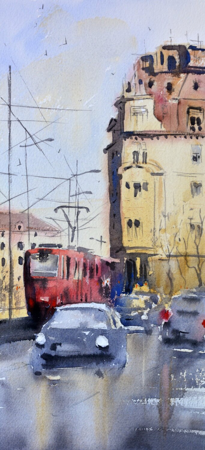 Tramvaj broj 2 Beograd 17x36 cm 2020 Nenad Kojić