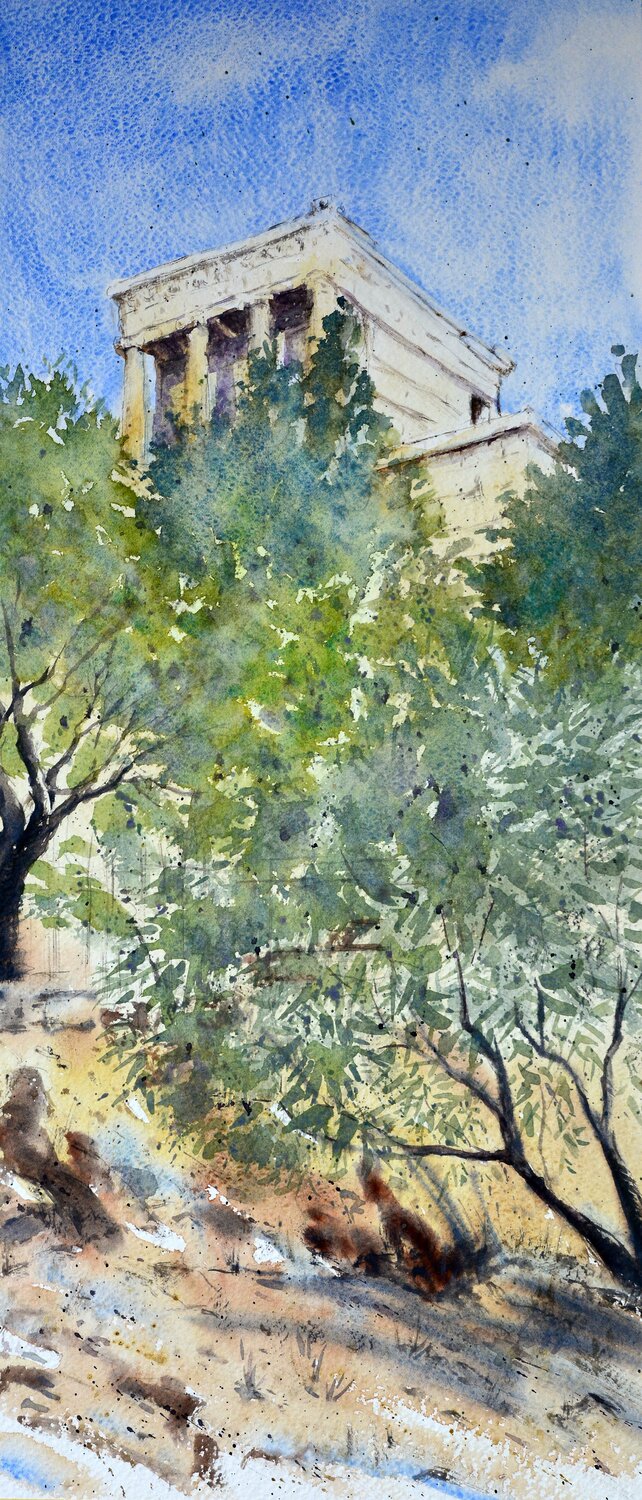 Olive tree and Acropolis Athens Greece 23x54cm 2022 Nenad Kojić