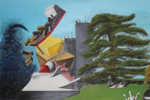 Breakfast on the grass and its consequences par Paolo Parenti, Peinture en vente sur Singulart