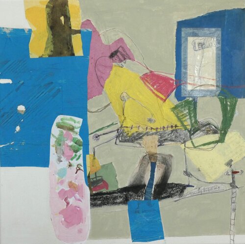 Ohrensessel und Flimmerkiste van Claudette Griffiths, Schilderij te koop op Singulart