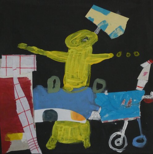 With Open Arms and Baby Carriage van Claudette Griffiths, Schilderij te koop op Singulart