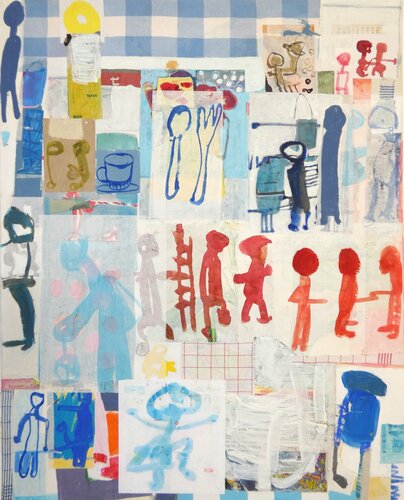 Visual Notes 14 -No Space to Fall Apart und der orange Gummistiefel di Claudette Griffiths, Pittura in vendita su Singulart