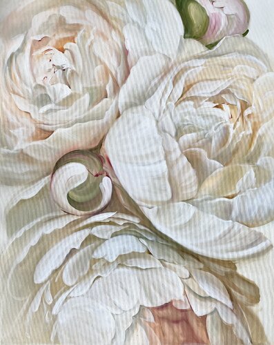 Yellow peony de Elena Hromova, Pintura a la venta en Singulart