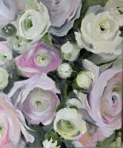 Ranunculus whites von Elena Hromova, Malerei kaufen auf Singulart