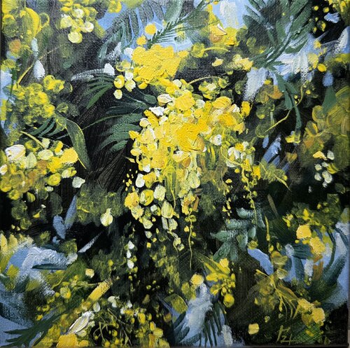 Mimosa triptych von Elena Hromova, Zeichnungen kaufen auf Singulart
