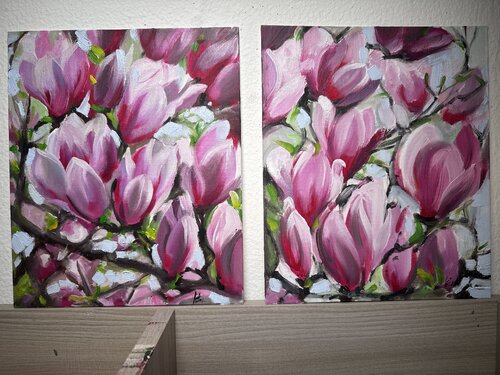 Мagnolia diptych von Elena Hromova, Zeichnungen kaufen auf Singulart