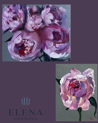 Peonie diptych par Elena Hromova, Dessin en vente sur Singulart