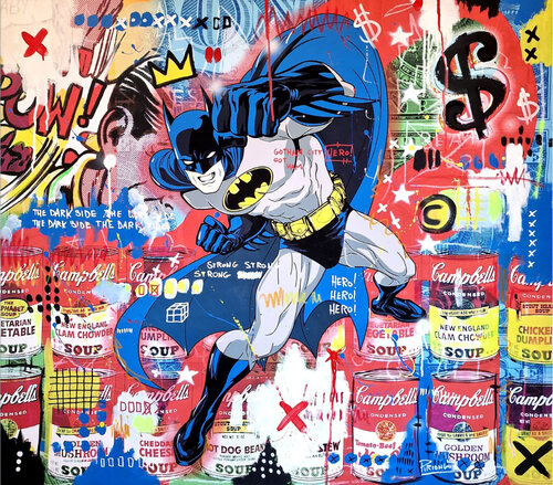 Batman Campbell Pop - Piriongo par Piergiorgio Leonforte aka Piriongo, Autres supports en vente sur Singulart