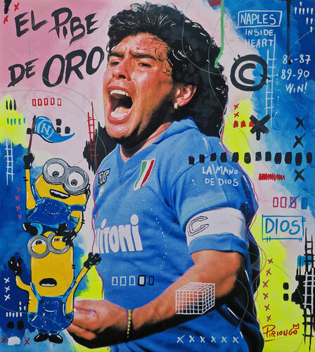 El Pibe de Oro by Piergiorgio Leonforte aka Piriongo, 기타 매체 for Sale on Singulart