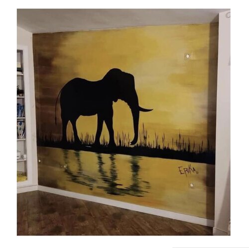 El atardecer de África van Erika Escribano Martinez, Schilderij te koop op Singulart