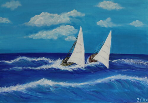 Segel setzen van Helga Legath, Schilderij te koop op Singulart